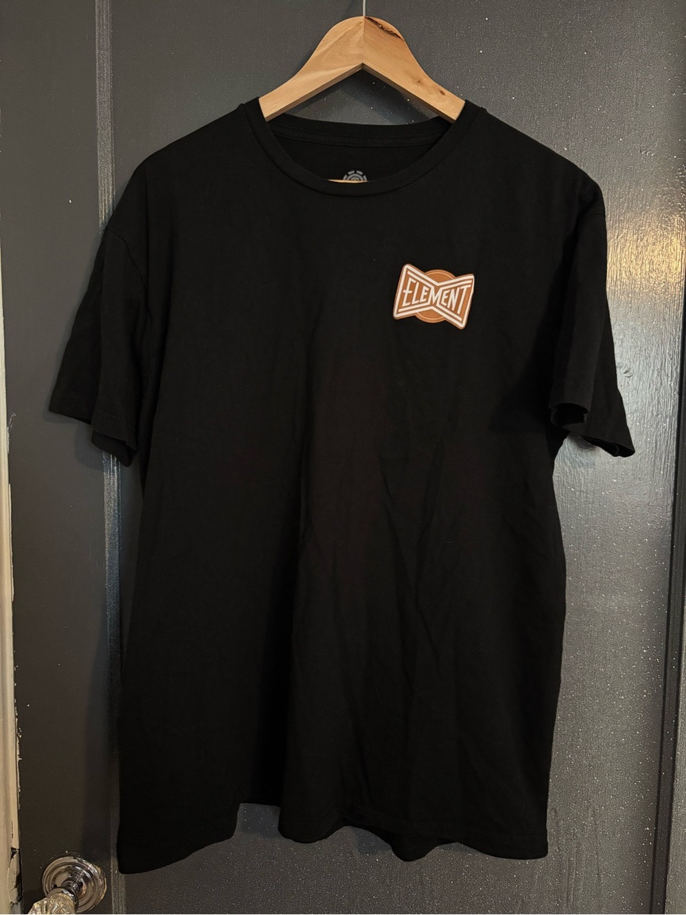 Element Black Short Sleeve Tee with Brown Logo Patch